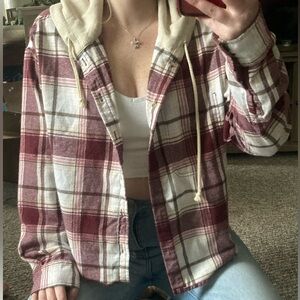 Cropped Plaid Flannel with Hood